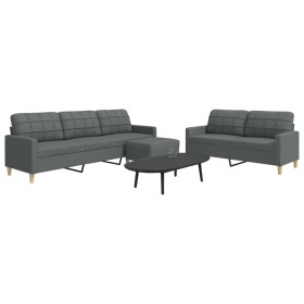 Juego de sofás con reposapiés 3 piezas tela gris oscuro de , Sofás - Ref: Foro24-3278328, Precio: 540,41 €, Descuento: %