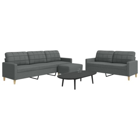 Juego de sofás con reposapiés 3 piezas tela gris oscuro de , Sofás - Ref: Foro24-3278328, Precio: 540,41 €, Descuento: %