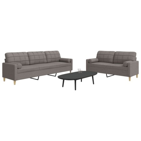 Juego de sofás con cojines 2 piezas tela gris taupé de , Sofás - Ref: Foro24-3278342, Precio: 569,35 €, Descuento: %