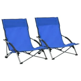 Sillas de playa plegables 2 unidades tela azul de vidaXL, Sillas de jardín - Ref: Foro24-312488, Precio: 61,52 €, Descuento: %
