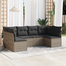 Set de muebles de jardín 6 pzas y cojines ratán sintético gris en Conjuntos de jardín | Comprar online en Foru.es