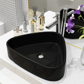 Lavabo triángular cerámica negro 50,5x41x12 cm de , Lavabos - Ref: Foro24-142740, Precio: 70,66 €, Descuento: %