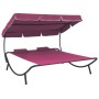 Tumbona de jardín con toldo y cojines rosa de vidaXL, Camas para exteriores - Ref: Foro24-313524, Precio: 132,76 €, Descuento: %