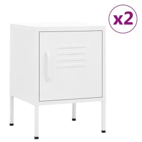 Mesitas de noche 2 uds blanco acero 35x35x51 cm de , Mesitas de noche - Ref: Foro24-3095213, Precio: 135,36 €, Descuento: %