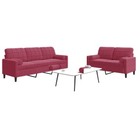 Juego de sofás con cojines 2 piezas terciopelo rojo tinto de , Sofás - Ref: Foro24-3278415, Precio: 512,59 €, Descuento: %