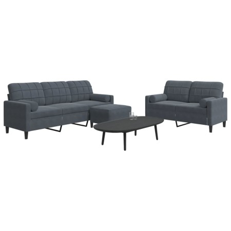 Juego de sofás con cojines 3 piezas terciopelo gris oscuro de , Sofás - Ref: Foro24-3278422, Precio: 527,03 €, Descuento: %