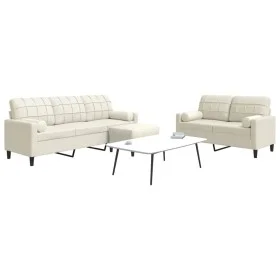 3-piece cream velvet sofa set with cushions by , Sofas - Ref: Foro24-3278429, Price: 621,75 €, Discount: %