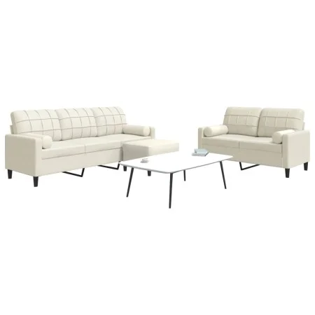 3-piece cream velvet sofa set with cushions by , Sofas - Ref: Foro24-3278429, Price: 621,75 €, Discount: %