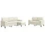 3-piece cream velvet sofa set with cushions by , Sofas - Ref: Foro24-3278429, Price: 621,75 €, Discount: %