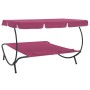 Tumbona de jardín con toldo y cojines rosa de vidaXL, Camas para exteriores - Ref: Foro24-313524, Precio: 132,76 €, Descuento: %