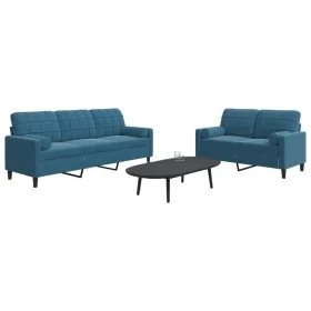 Juego de sofás con cojines 2 piezas terciopelo azul de , Sofás - Ref: Foro24-3278420, Precio: 583,64 €, Descuento: %