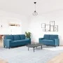 Zweiteiliges Sofaset mit blauen Samtkissen. von , Sofas - Ref: Foro24-3278420, Preis: 583,64 €, Rabatt: %
