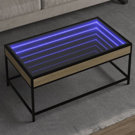 Mesa de centro con Infinity LED roble Sonoma 90x50x41 cm de , Mesas de centro - Ref: Foro24-847688, Precio: 98,52 €, Descuent...