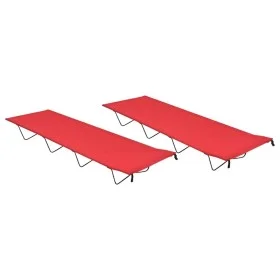 Camas de camping 2 uds tela Oxford y acero rojo 180x60x19 cm de vidaXL, Catres - Ref: Foro24-312485, Precio: 54,90 €, Descuen...