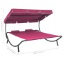 Tumbona de jardín con toldo y cojines rosa de vidaXL, Camas para exteriores - Ref: Foro24-313524, Precio: 132,76 €, Descuento: %