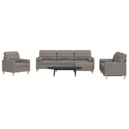 Juego de sofá 4 piezas con reposapiés y cojines tela taupé de , Sofás - Ref: Foro24-3278318, Precio: 760,00 €, Descuento: %