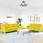 Juego de sofás con reposapiés 3 piezas tela amarillo claro de , Sofás - Ref: Foro24-3278332, Precio: 527,08 €, Descuento: %