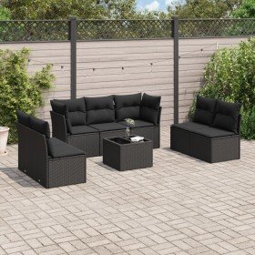 Set de sofás de jardín 8 piezas y cojines ratán sintético negro en Conjuntos de jardín | Comprar online en Foru.es