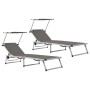 Tumbonas plegables con techo 2 uds aluminio y textilene gris de vidaXL, Tumbonas - Ref: Foro24-312460, Precio: 188,77 €, Desc...