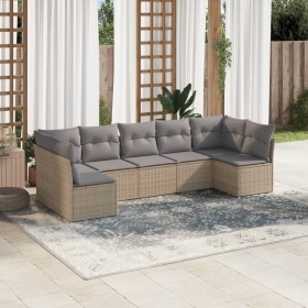 Set sofás de jardín 7 piezas y cojines ratán sintético beige en Conjuntos de jardín | Comprar online en Foru.es