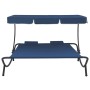 Tumbona de jardín con toldo y cojines azul de vidaXL, Camas para exteriores - Ref: Foro24-313523, Precio: 133,78 €, Descuento: %
