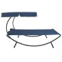 Tumbona de jardín con toldo y cojines azul de vidaXL, Camas para exteriores - Ref: Foro24-313523, Precio: 133,78 €, Descuento: %