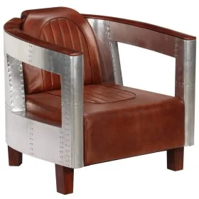 Sillon de aviador de cuero auténtico marrón de , Sillones - Ref: Foro24-247796, Precio: 525,04 €, Descuento: %