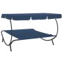 Tumbona de jardín con toldo y cojines azul de vidaXL, Camas para exteriores - Ref: Foro24-313523, Precio: 133,78 €, Descuento: %