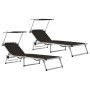 Tumbonas plegables con toldo 2 uds aluminio y textilene negro de vidaXL, Tumbonas - Ref: Foro24-312458, Precio: 192,08 €, Des...