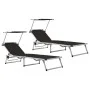 Tumbonas plegables con toldo 2 uds aluminio y textilene negro de vidaXL, Tumbonas - Ref: Foro24-312458, Precio: 189,30 €, Des...