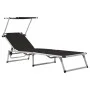 Tumbonas plegables con toldo 2 uds aluminio y textilene negro de vidaXL, Tumbonas - Ref: Foro24-312458, Precio: 189,30 €, Des...