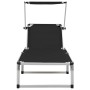 Tumbonas plegables con toldo 2 uds aluminio y textilene negro de vidaXL, Tumbonas - Ref: Foro24-312458, Precio: 192,08 €, Des...