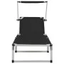 Tumbonas plegables con toldo 2 uds aluminio y textilene negro de vidaXL, Tumbonas - Ref: Foro24-312458, Precio: 189,30 €, Des...