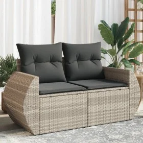 Sofá de jardín con cojines 2 plazas ratán sintético gris claro de , Sofás de exterior - Ref: Foro24-366197, Precio: 186,73 €,...