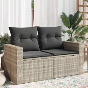Sofá de jardín con cojines 2 plazas ratán sintético gris claro de , Sofás de exterior - Ref: Foro24-366195, Precio: 179,32 €,...