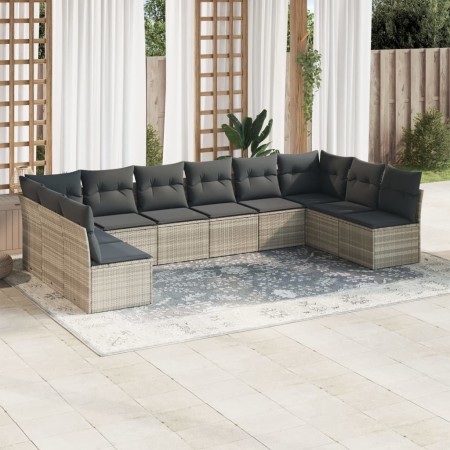 Set sofás jardín 10 pzas con cojines ratán sintético gris claro de , Conjuntos de jardín - Ref: Foro24-3218092, Precio: 640,9...