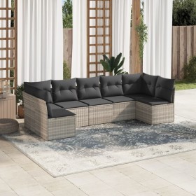 Set de sofás de jardín 7 pzas con cojines ratán PE gris claro de , Conjuntos de jardín - Ref: Foro24-3217432, Precio: 448,22 ...