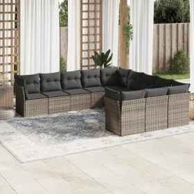 Set de sofás de jardín 11 pzas y cojines ratán sintético gris de , Conjuntos de jardín - Ref: Foro24-3218412, Precio: 755,80 ...