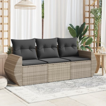 Set de sofá de jardín 3 pzas y cojines ratán sintético gris de , Conjuntos de jardín - Ref: Foro24-3253399, Precio: 230,06 €,...