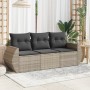 Set de sofá de jardín 3 pzas y cojines ratán sintético gris de , Conjuntos de jardín - Ref: Foro24-3253399, Precio: 230,06 €,...
