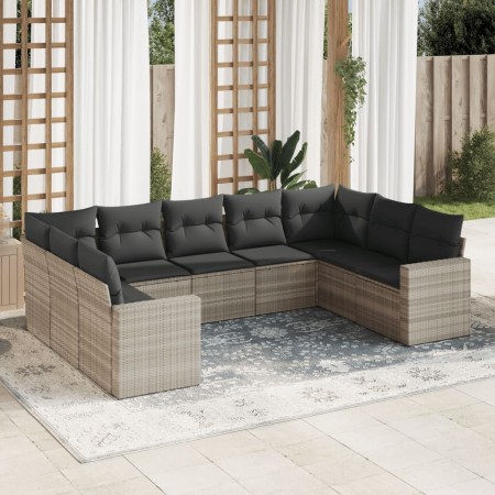 Set muebles jardín 9 pzas y cojines ratán sintético gris claro de , Conjuntos de jardín - Ref: Foro24-3219392, Precio: 605,17...