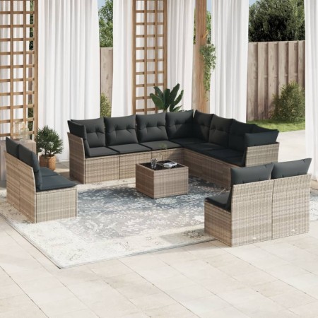 Set de sofás de jardín 12 pzas y cojines ratán sintético gris de , Conjuntos de jardín - Ref: Foro24-3217832, Precio: 773,21 ...