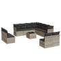 Set de sofás de jardín 12 pzas y cojines ratán sintético gris de , Conjuntos de jardín - Ref: Foro24-3217832, Precio: 773,21 ...