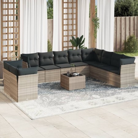 Set de sofás de jardín 11 pzas y cojines ratán sintético gris de , Conjuntos de jardín - Ref: Foro24-3217872, Precio: 756,84 ...