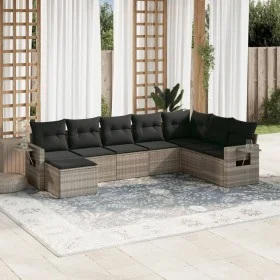 Set de sofás de jardín 8 pzas y cojines ratán sintético gris de , Conjuntos de jardín - Ref: Foro24-3252899, Precio: 554,36 €...