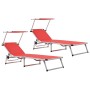 Tumbonas plegables con techo 2 uds aluminio y textilene rojo de vidaXL, Tumbonas - Ref: Foro24-312459, Precio: 239,36 €, Desc...