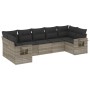Set de sofás de jardín 7 pzas con cojines ratán PE gris claro de , Conjuntos de jardín - Ref: Foro24-3252929, Precio: 507,24 ...