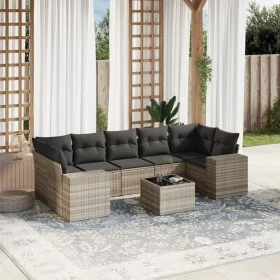 Garden sofa set 8 pieces and gray synthetic rattan cushions by , Garden sets - Ref: Foro24-3254679, Price: 598,24 €, Discount: %