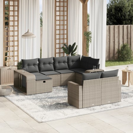 Set sofás jardín 10 pzas con cojines ratán sintético gris claro de , Conjuntos de jardín - Ref: Foro24-3266242, Precio: 614,9...
