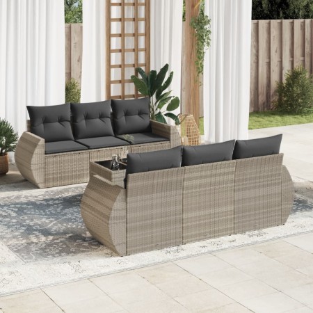Set de sofás de jardín 7 pzas con cojines ratán PE gris claro de , Conjuntos de jardín - Ref: Foro24-3253449, Precio: 505,68 ...